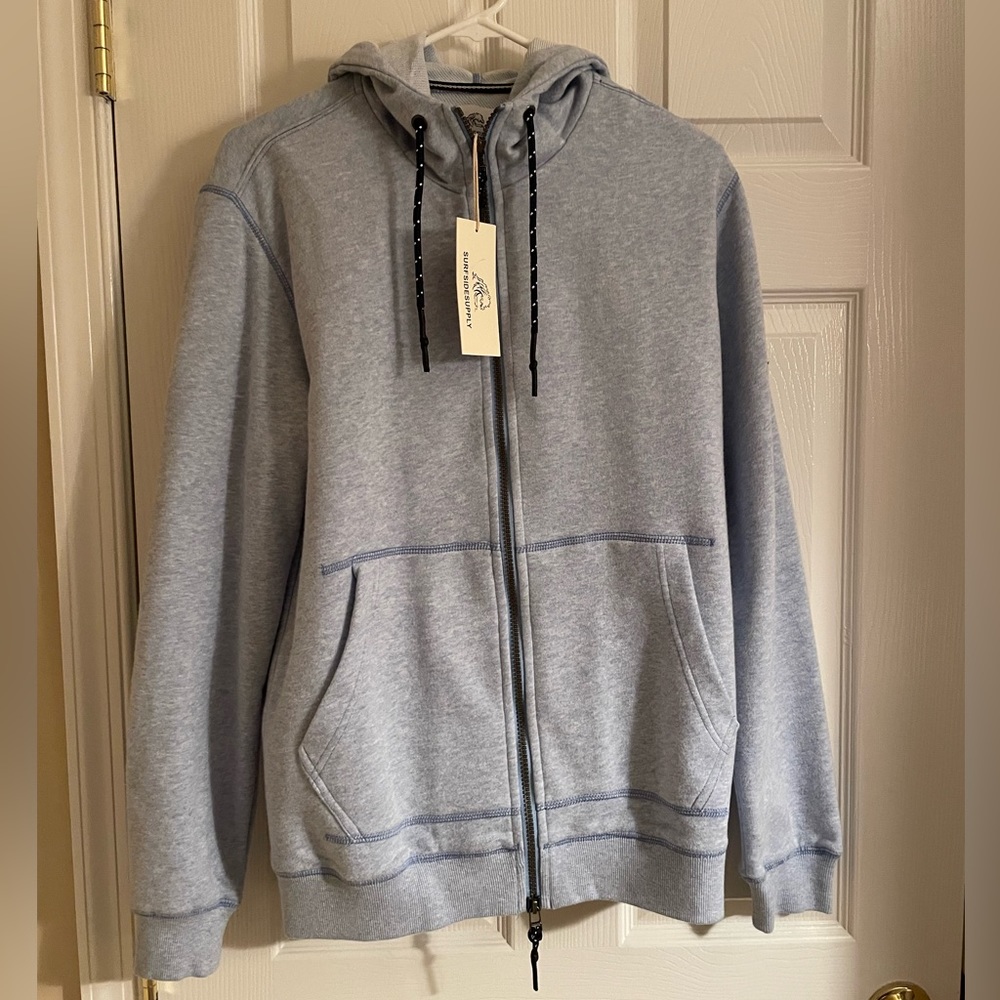 Surfside Supply baby blue super cozy sweat jacket, sz S, NWT $125